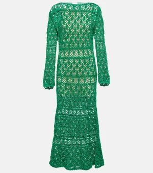 Cotton crochet maxi dress ANNA KOSTUROVA, white
