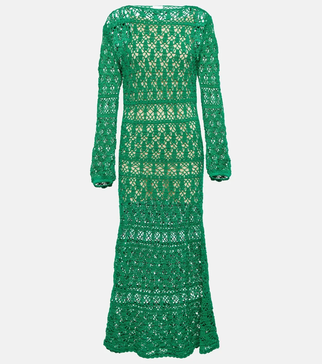 Cotton crochet maxi dress ANNA KOSTUROVA, white