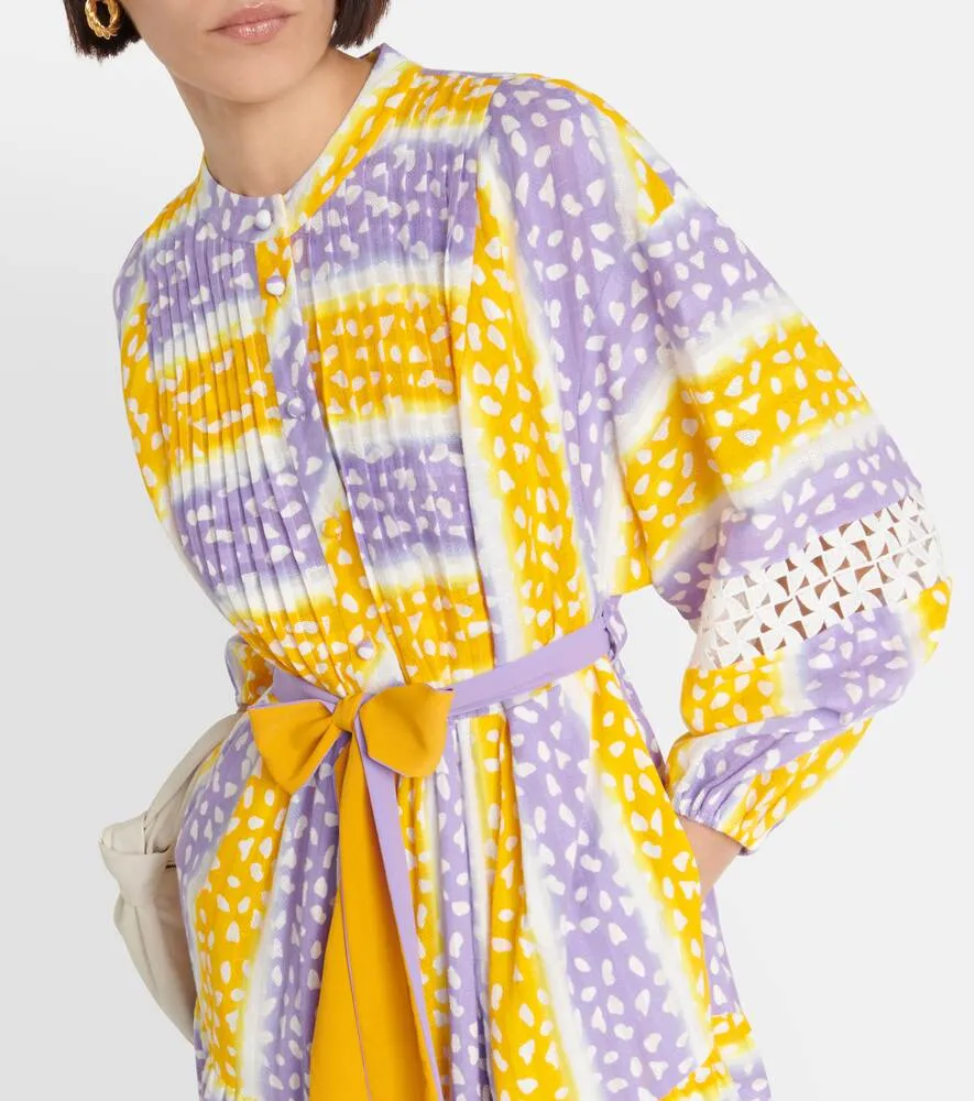 Cotton maxi dress with embroidery DIANE VON FURSTENBERG, yellow