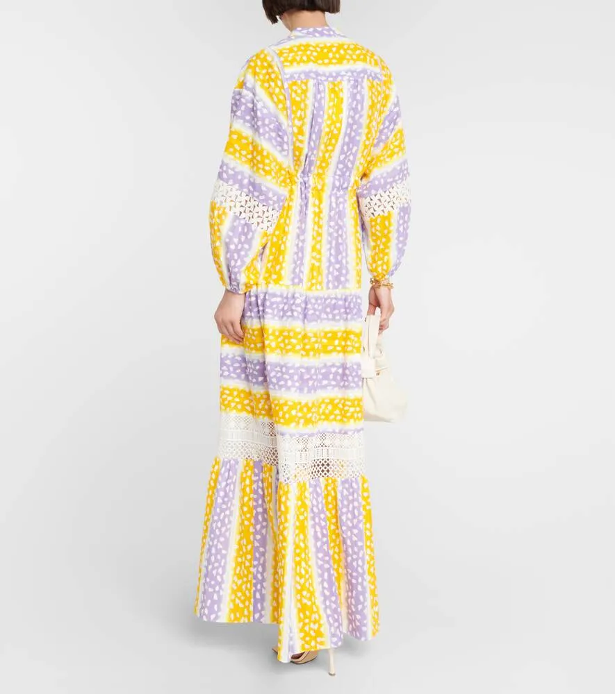 Cotton maxi dress with embroidery DIANE VON FURSTENBERG, yellow
