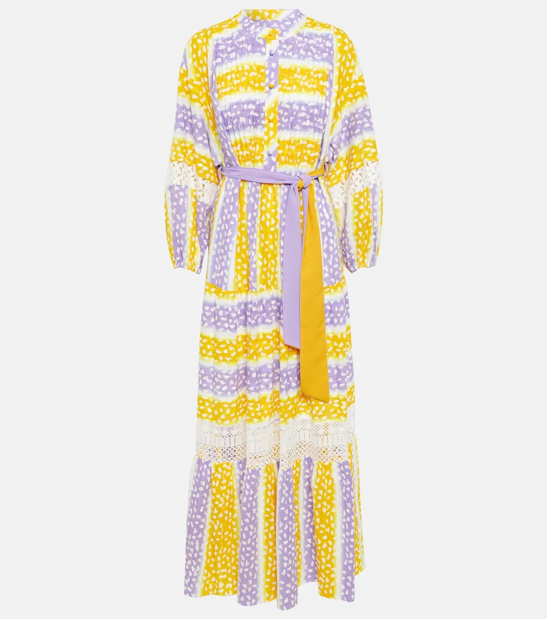 Cotton maxi dress with embroidery DIANE VON FURSTENBERG, yellow