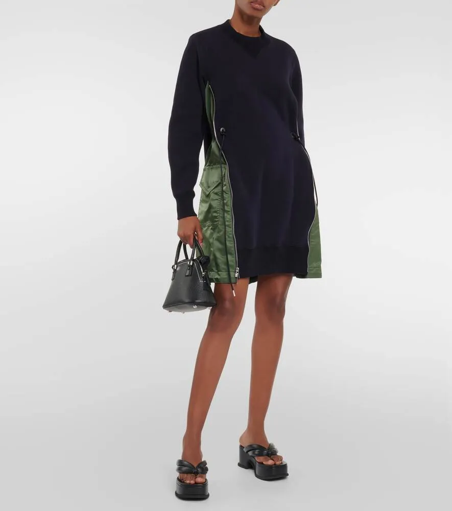 Cotton mini dress SACAI, black