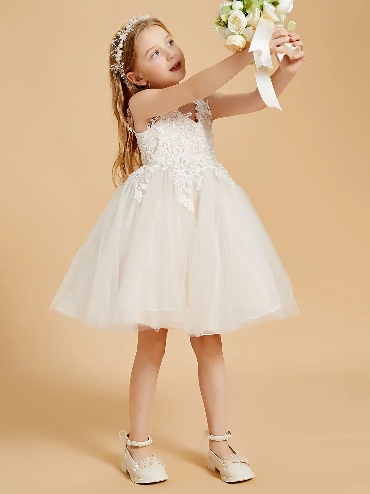 Enchanting Tulle Flower Girl Dresses with Lace Applique