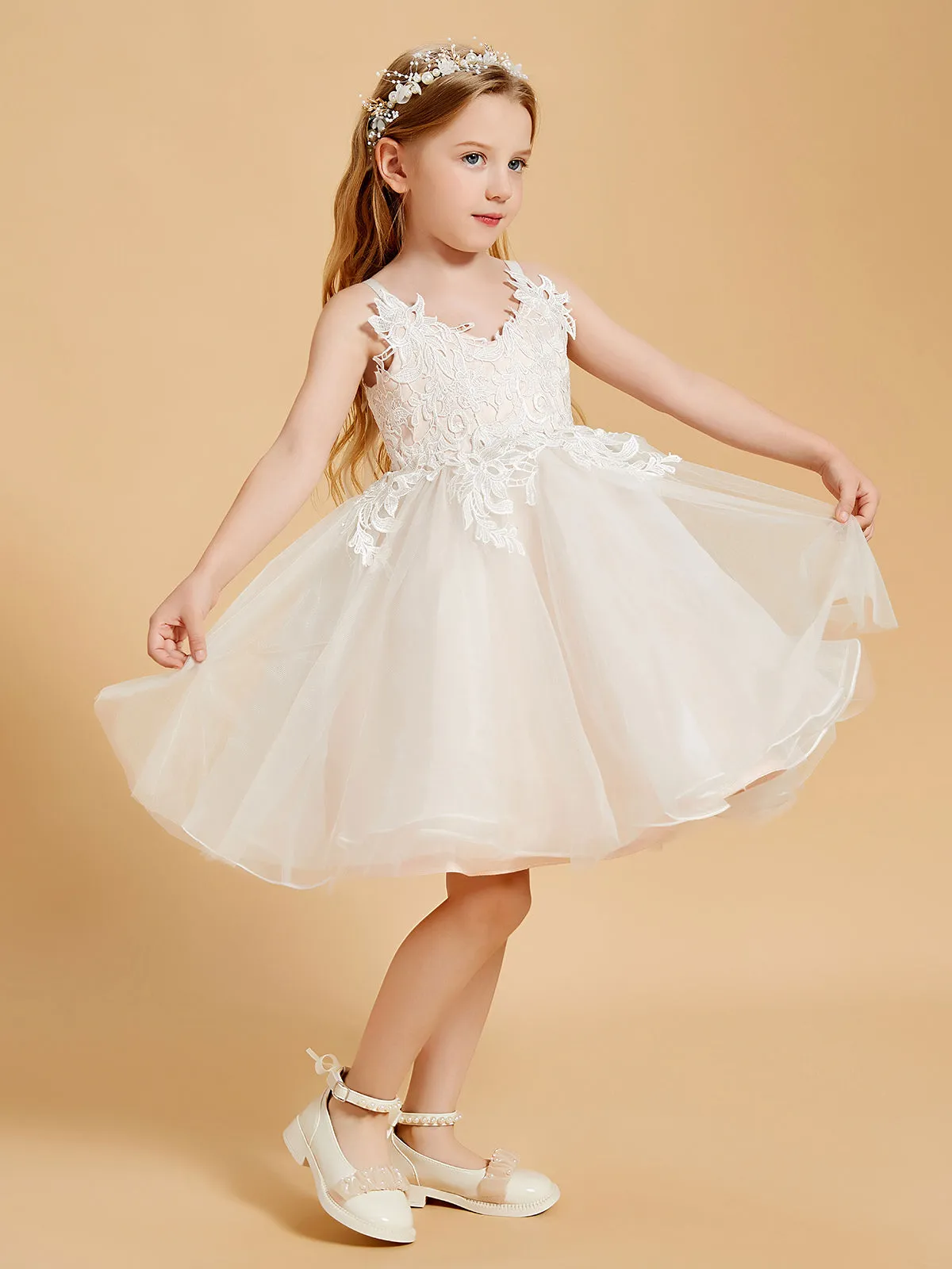 Enchanting Tulle Flower Girl Dresses with Lace Applique