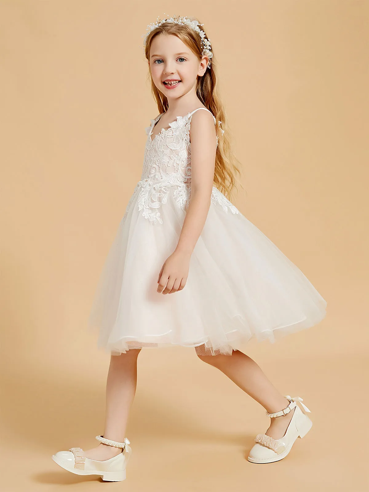Enchanting Tulle Flower Girl Dresses with Lace Applique
