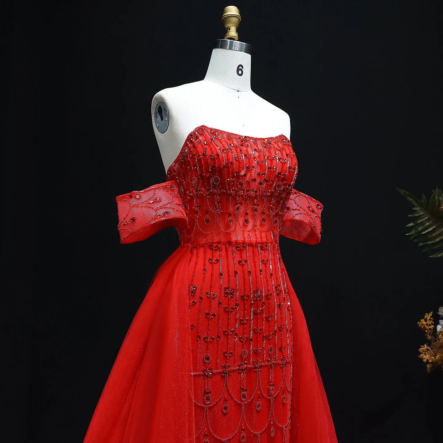 Luxury Champagne Evening Dress with Overskirt SS168
