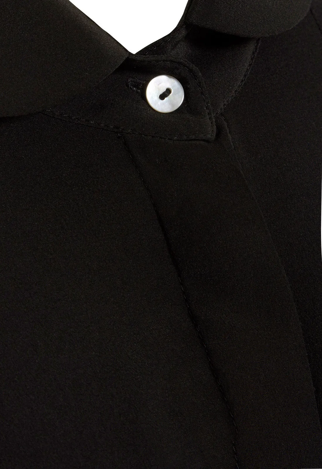 Outsider silk shirt dress with georgette sleeves in black