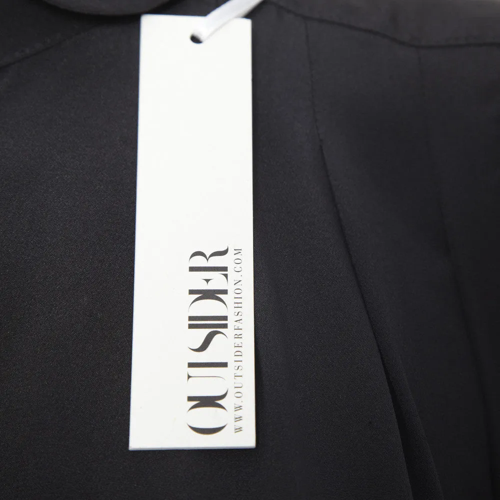 Outsider silk shirt dress with georgette sleeves in black